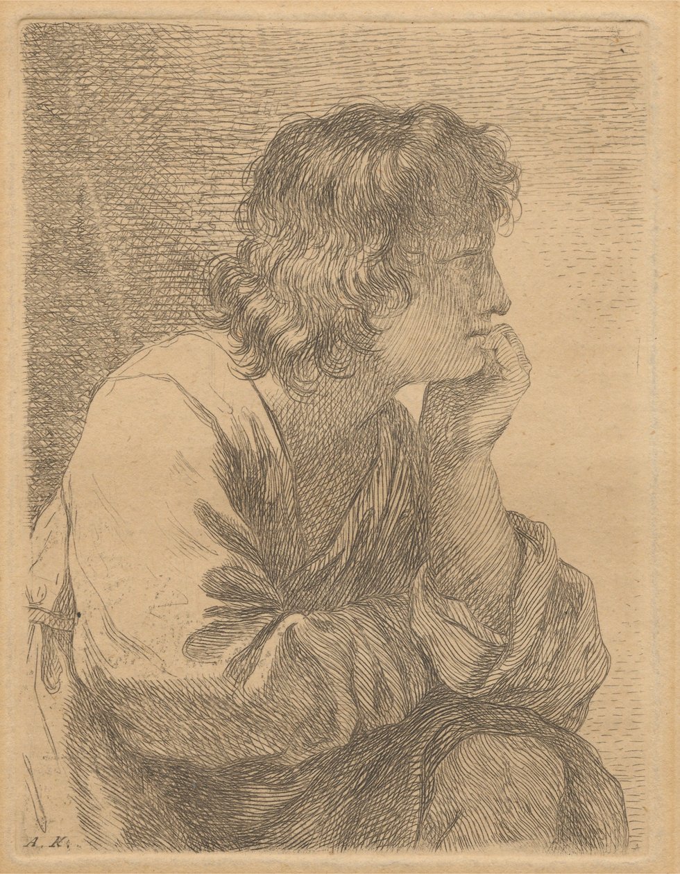 Profil av en ung mann i meditasjon av Angelica Kauffmann