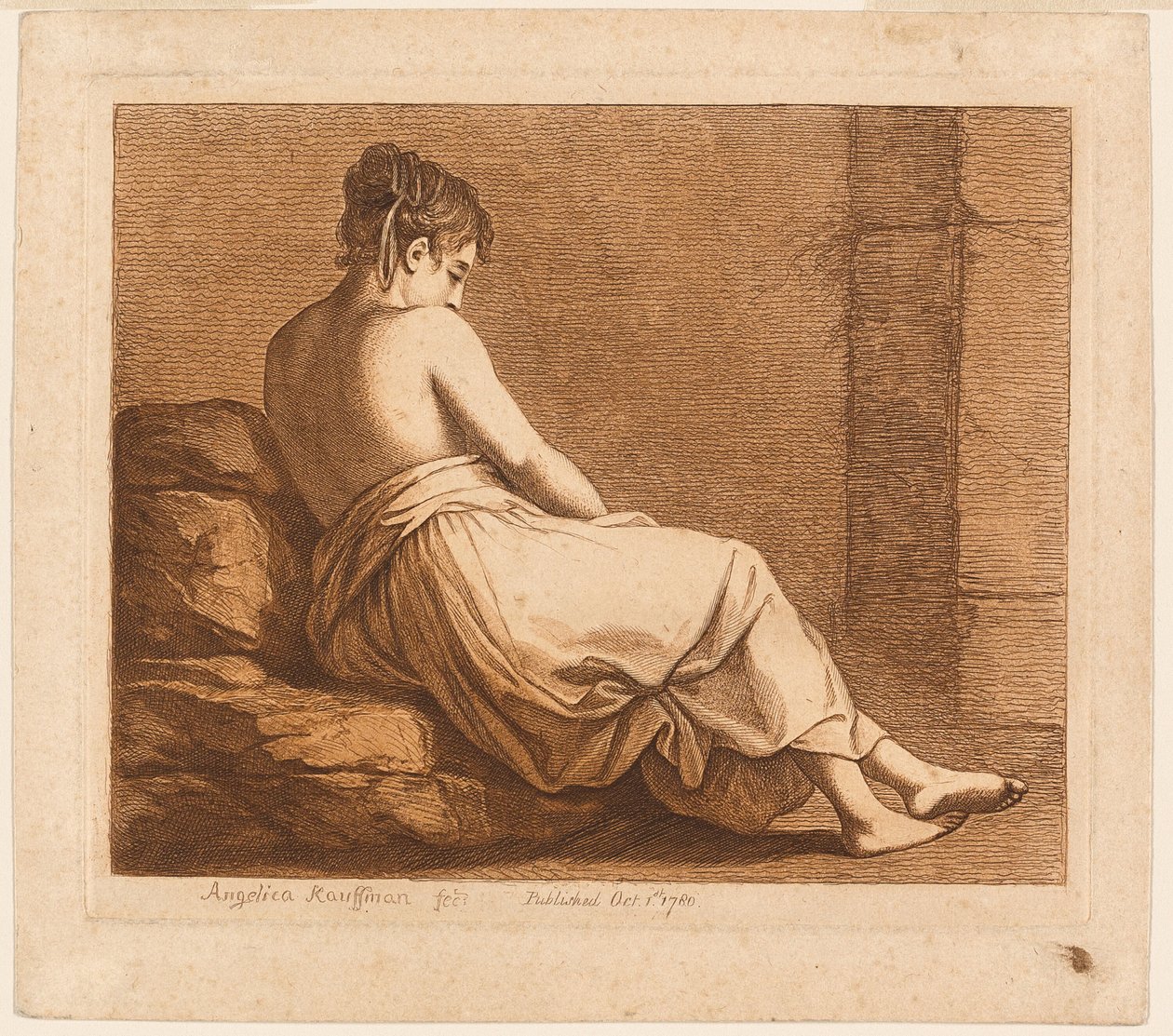 Tilbakelent jente sett bakfra av Angelica Kauffmann