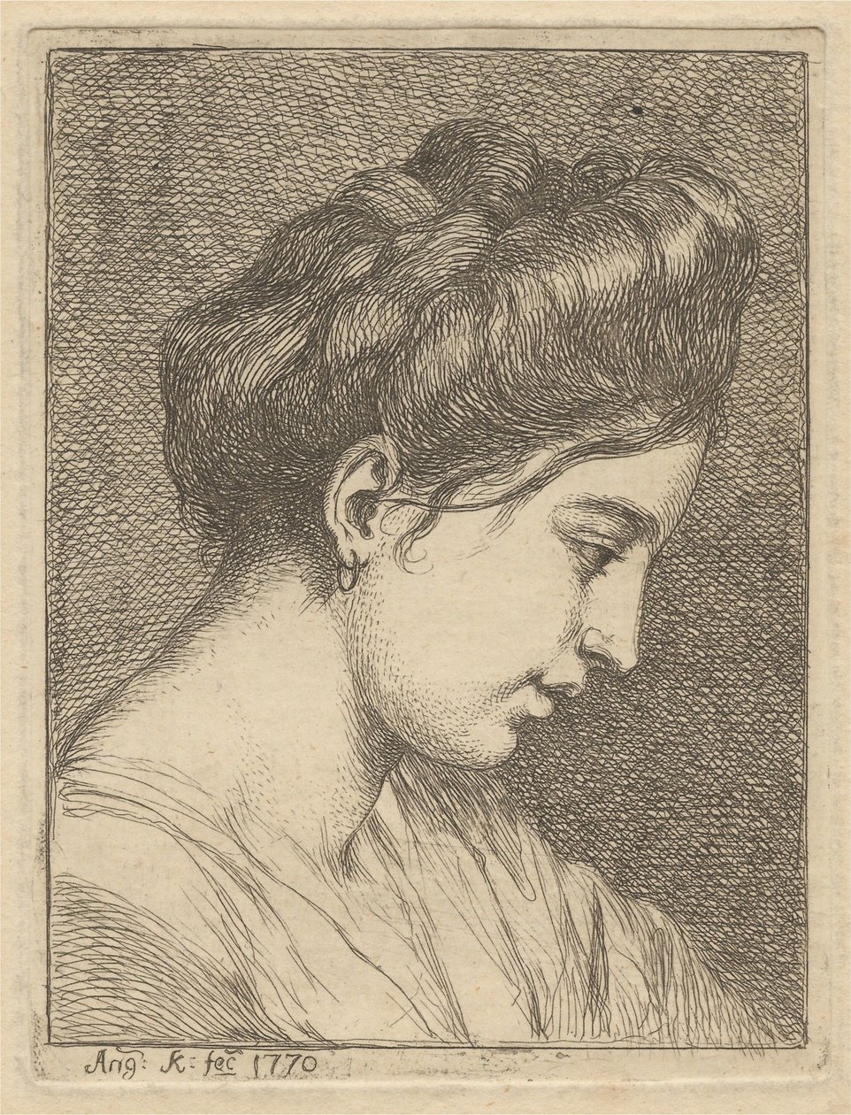 En ung kvinnes hode i profil av Angelica Kauffmann