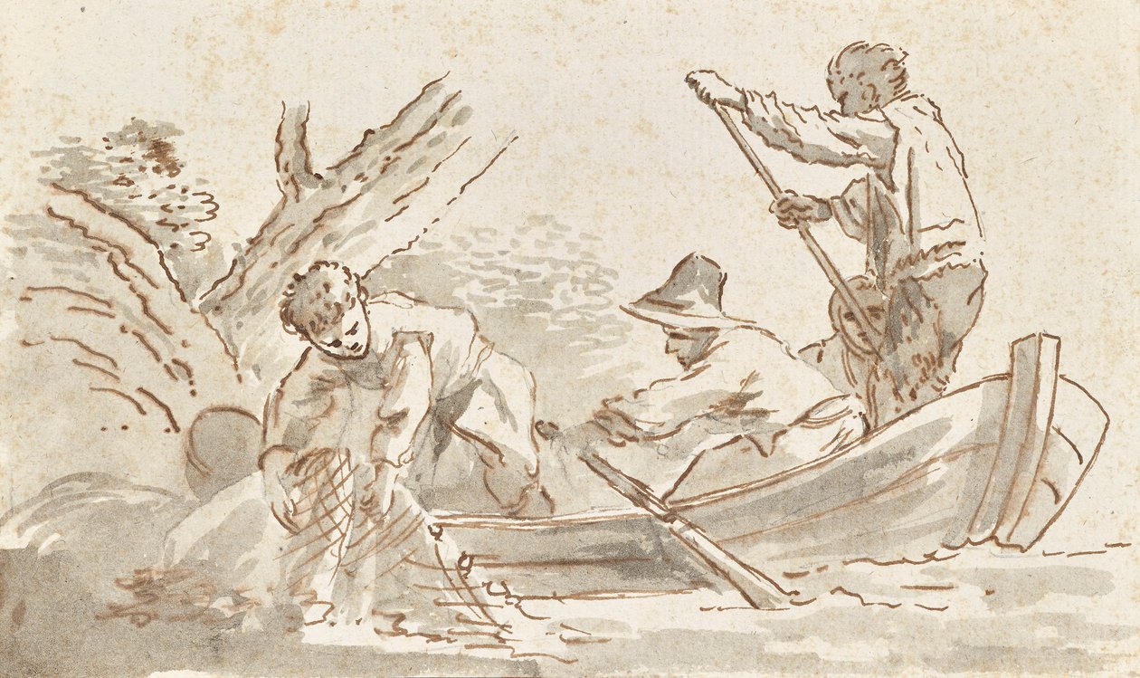 Fisker håver inn garnet av Angelica Kauffmann