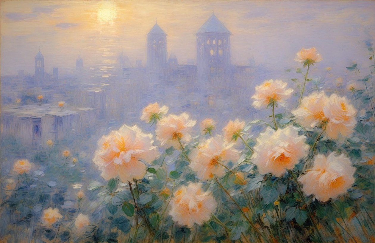 Blomster 25, ca. 2021 (olje på lerret) av Angelita Hawke