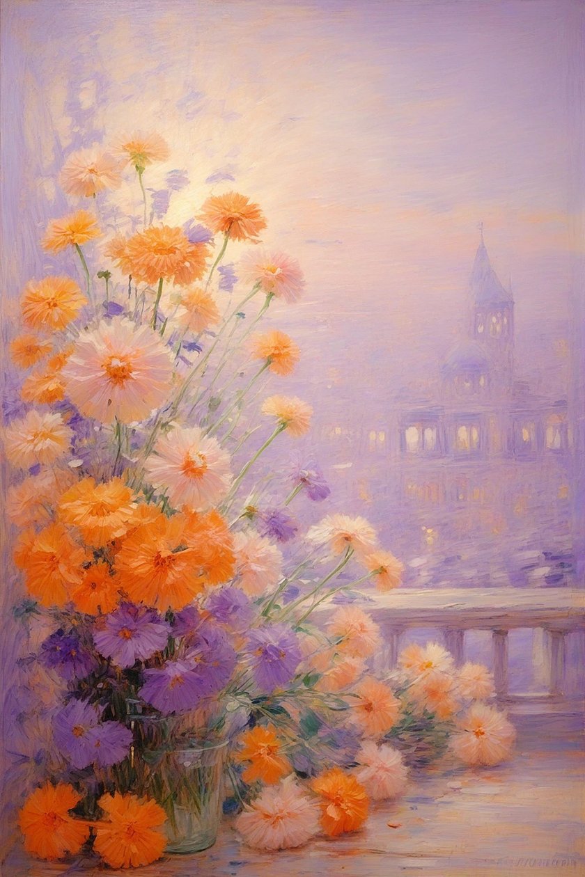 Blomster 54, ca. 2022 (olje på lerret) av Angelita Hawke