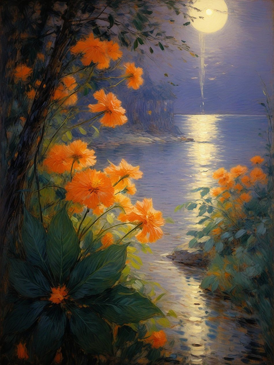 Blomster 74, ca. 2023 (olje på lerret) av Angelita Hawke