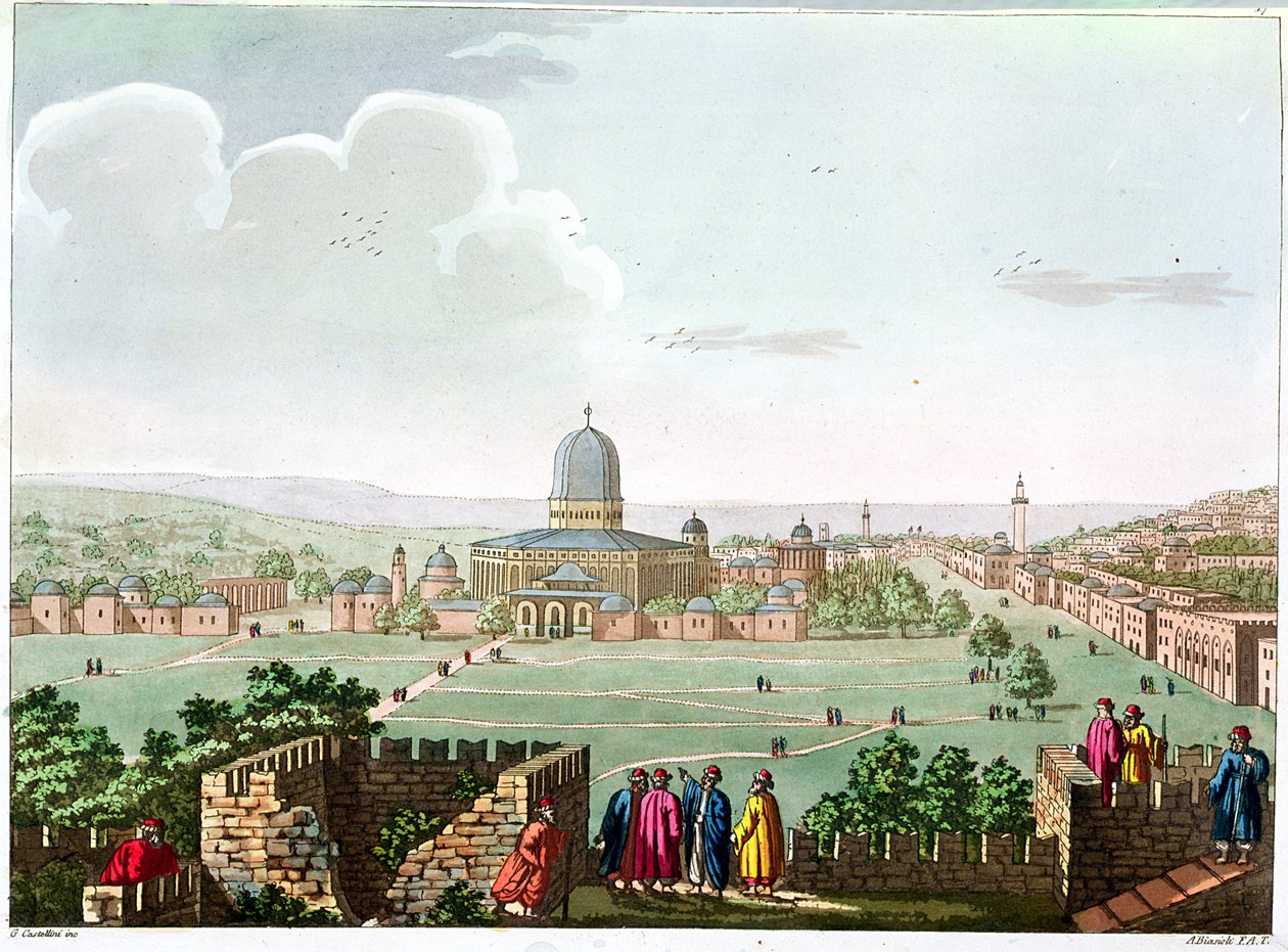 Omar-moskeen, gravert av G. Castellini, ca. 1820 (fargegravering) av Angelo Biasioli