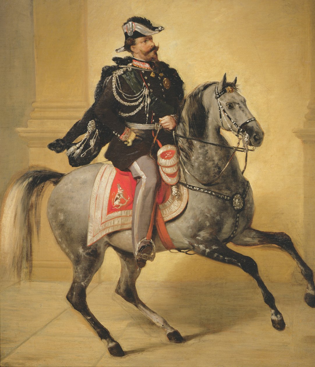 Ridesportrett av Victor Emmanuel II av Italia av Angelo Inganni