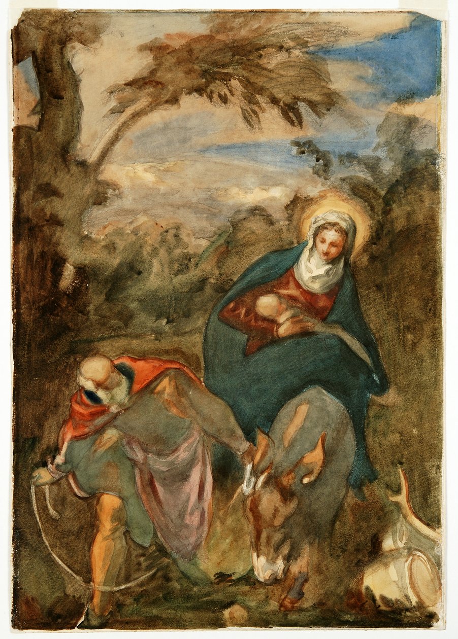 Flukten til Egypt, etter Tintoretto av Angelo Alessandri