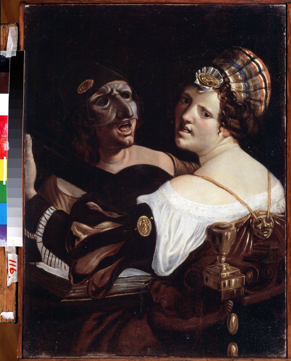 Syngende skuespillere. Maleri av Angelo Carlo Velli (midten av 1700-tallet). Olje på lerret, 64,3 x 48 cm. Italiensk kunst fra 1700-tallet. Statens kunstmuseum, Jekaterinburg, Russland. av Angelo Carlo Velli