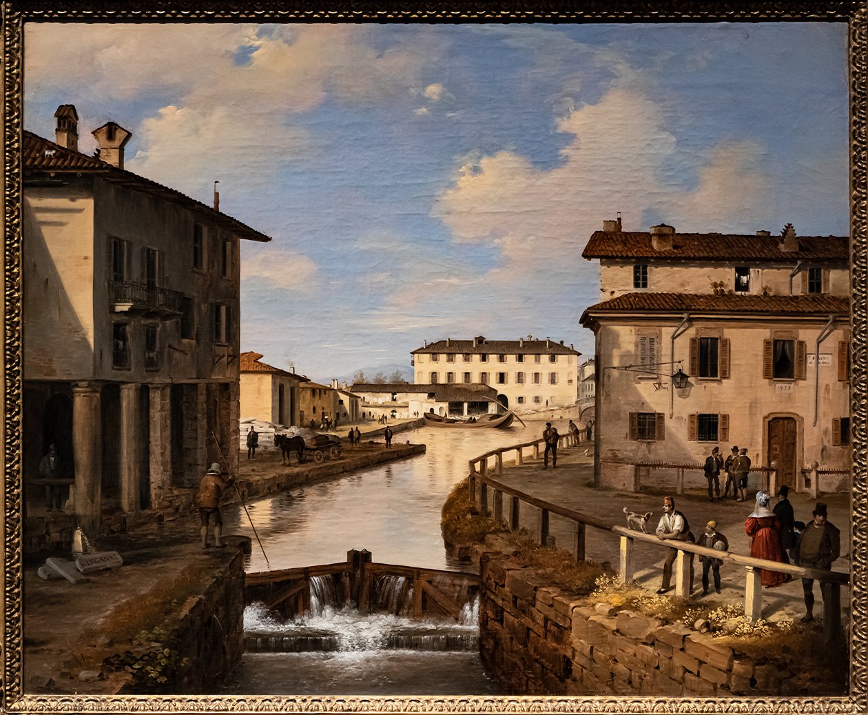 Utsikt over Naviglio-kanalen fra broen til St. Mark av Angelo Inganni