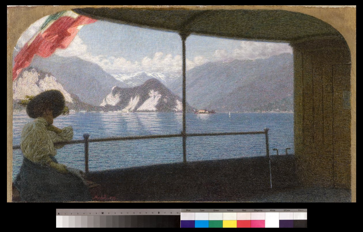En båt på Lago Maggiore, 1915 av Angelo Morbelli