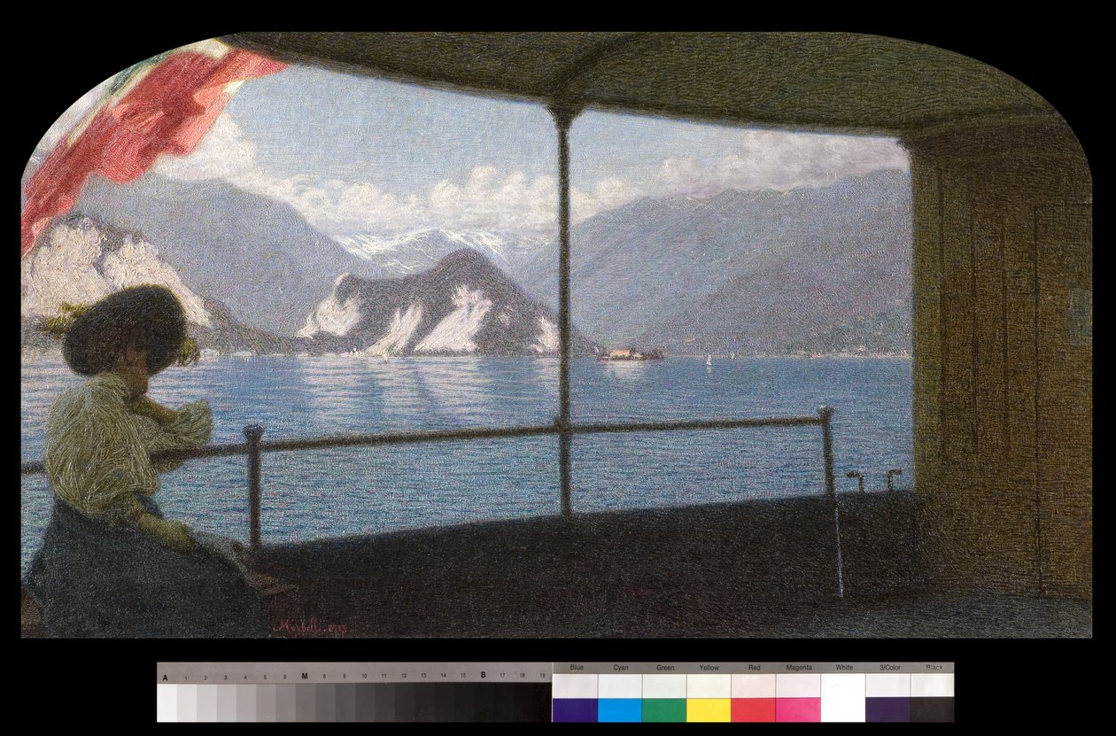 En båt på Lago Maggiore, 1915 av Angelo Morbelli