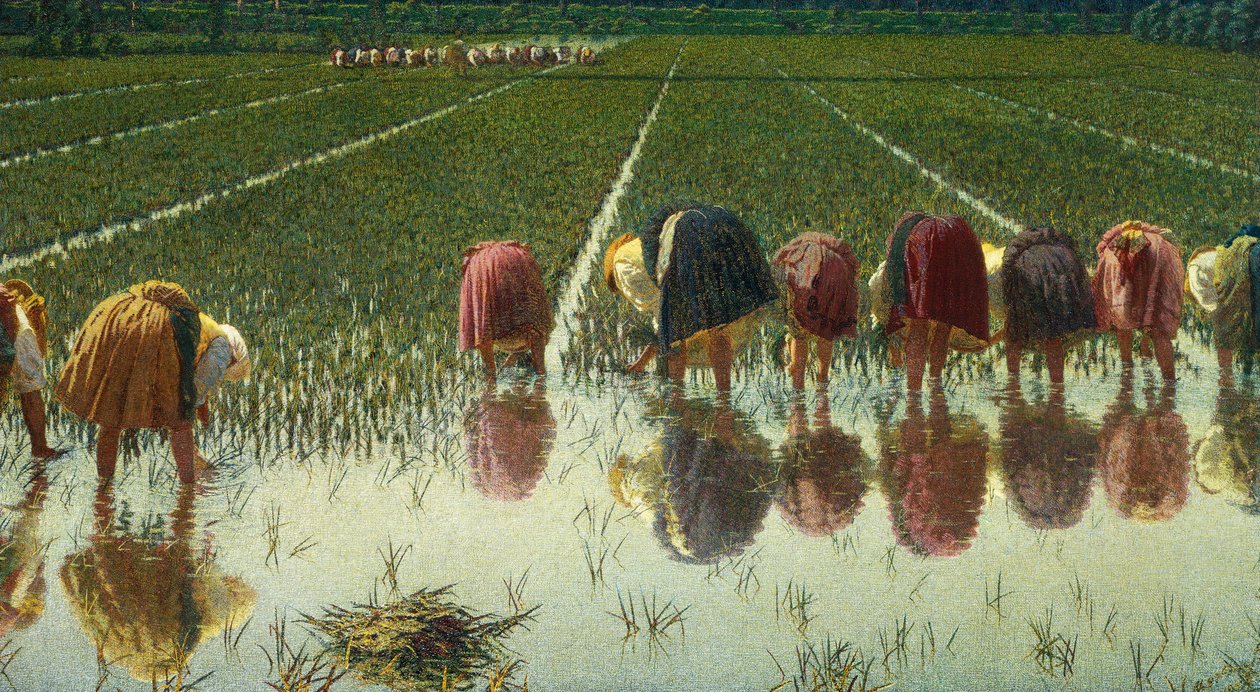 For åtti øre, av Angelo Morbelli (1853-1919), Olje på lerret, 67,5x124,5 cm av Angelo Morbelli