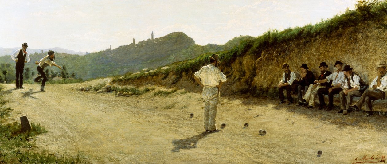 Skålspill, av Angelo Morbelli 1885, olje på lerret av Angelo Morbelli