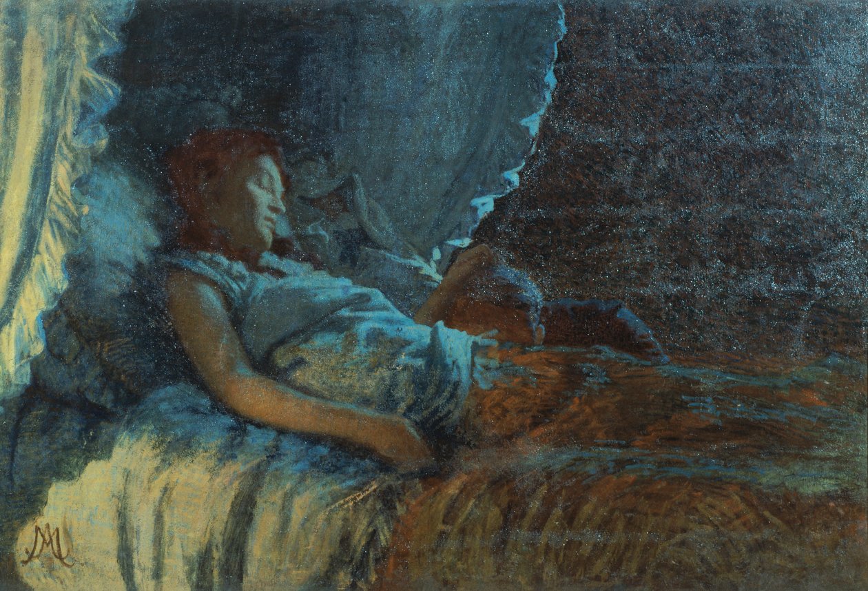 Happy Dawn, av Angelo Morbelli (1853-1919), olje på lerret av Angelo Morbelli