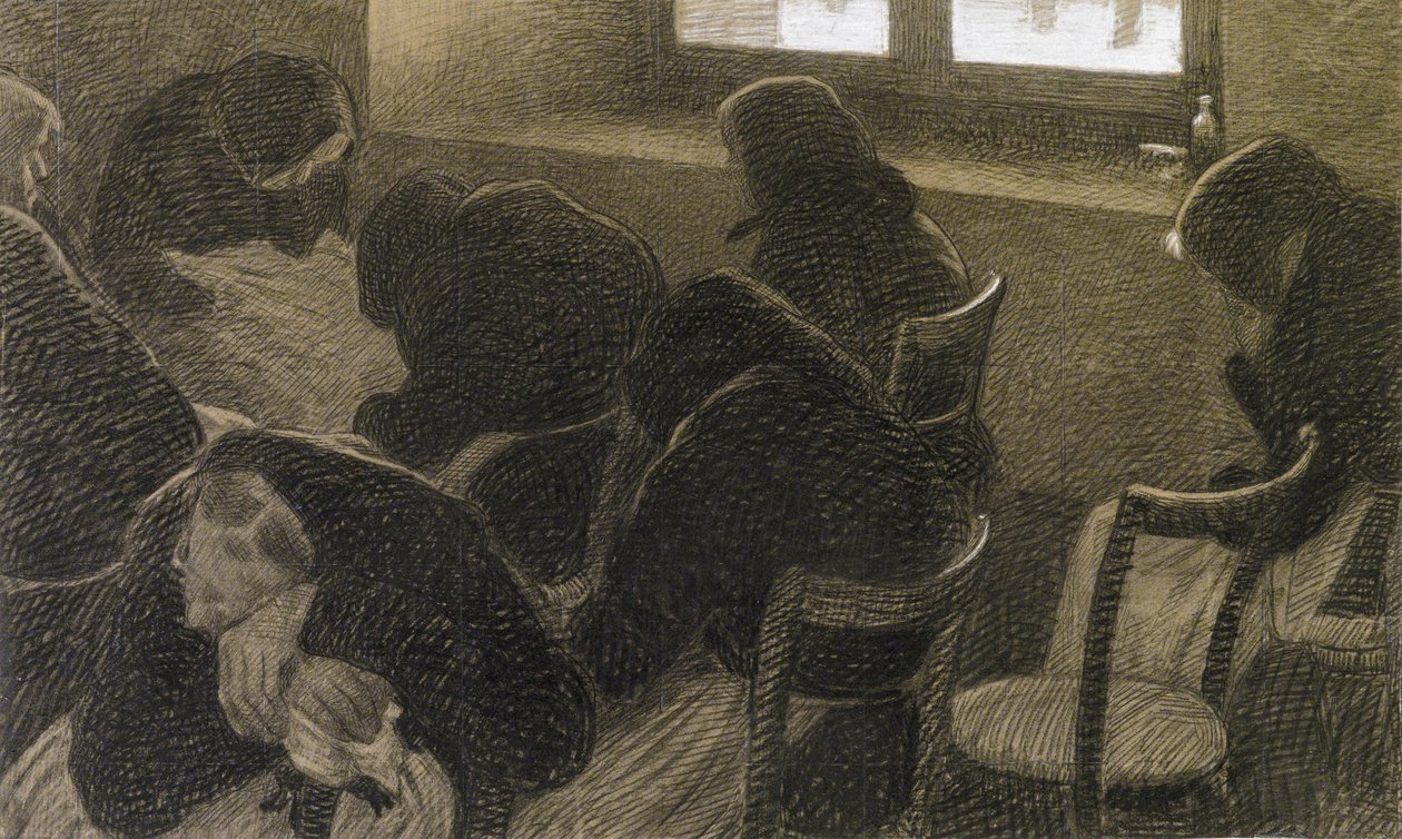 Vintersiesta, ca. 1902. av Angelo Morbelli