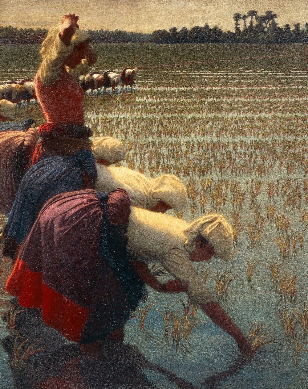 Mondine (italienske kvinnelige risarbeidere) av Angelo Morbelli