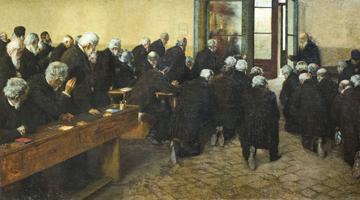 Viaticum, 1884 (olje på lerret) av Angelo Morbelli
