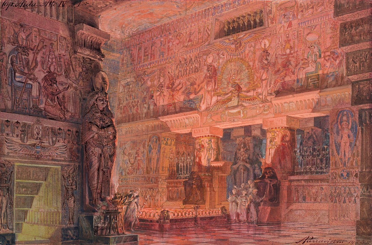 Scenografi for Opera Aida av Giuseppe Verdi, 1923. av Angelo Parravicini