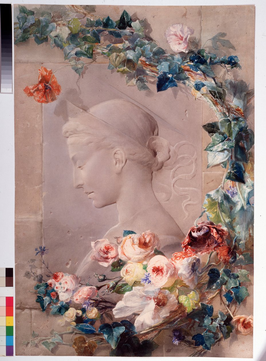 Representasjon av Saint Cecile Watercolor av Angelo Rossi (1814-1871) 1859 Dim 81x55 cm Genes, Galleria d