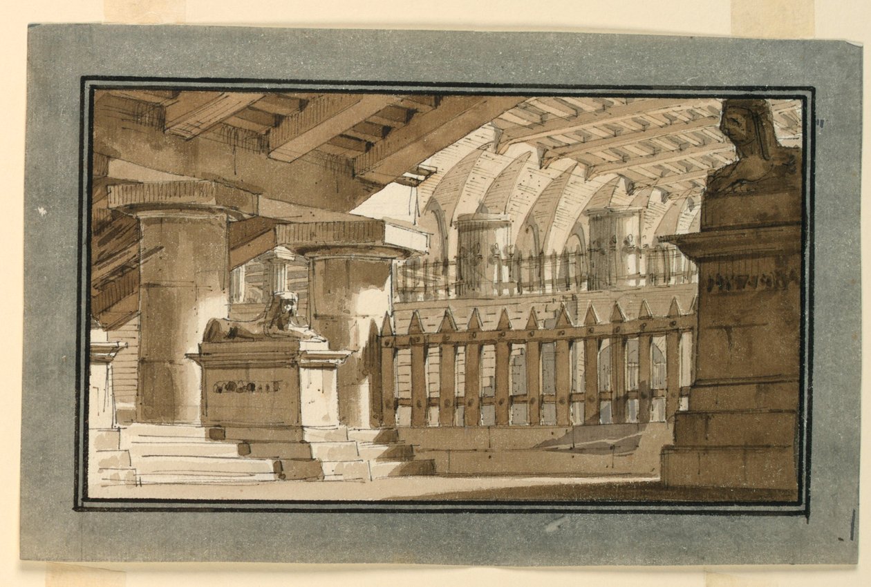 Scenedesign, egyptisk fengsel av Angelo Toselli
