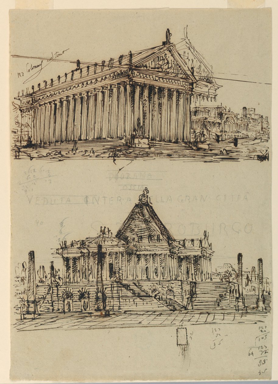 Scenedesign, eksteriør av templer av Angelo Toselli