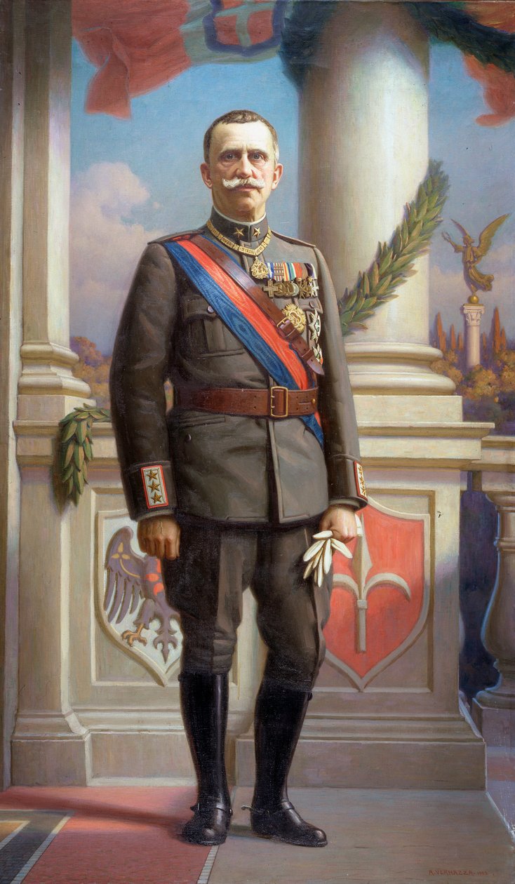 Portrett av kongen av Italia Vittorio Emanuele III (1869-1947) Maleri av Angelo Vernazza (1869-1937) 1923 Dim 220x130 cm Genes, Gallery of Modern Art, inv 0588 av Angelo Vernazza