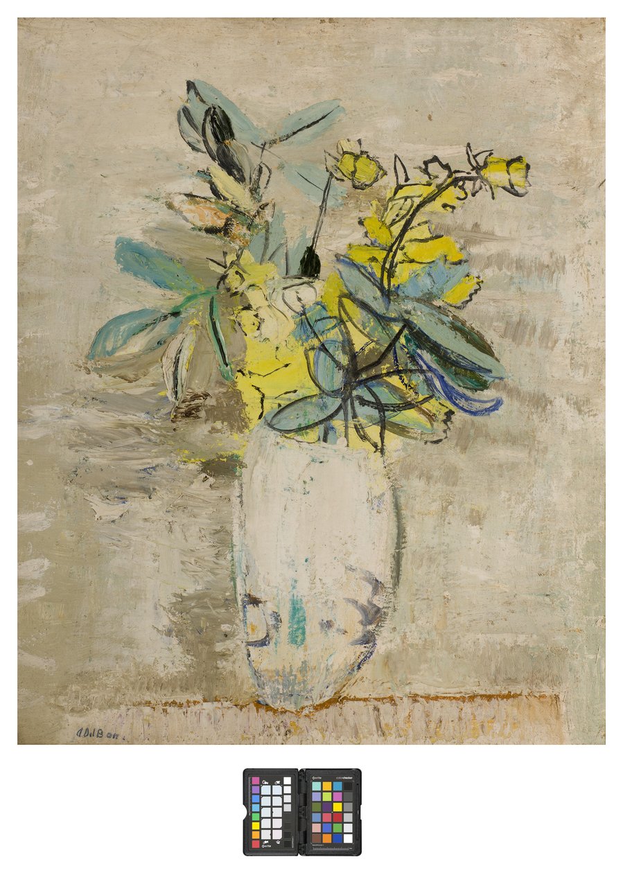 Grener med blomster i en vase av Angelo del Bon