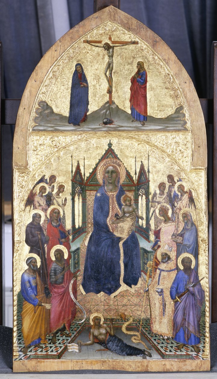 Enthroned Madonna and Child with Angels and Saints, ca. 1360-70 (tempera på poppeltre) av Angelo di Puccinelli