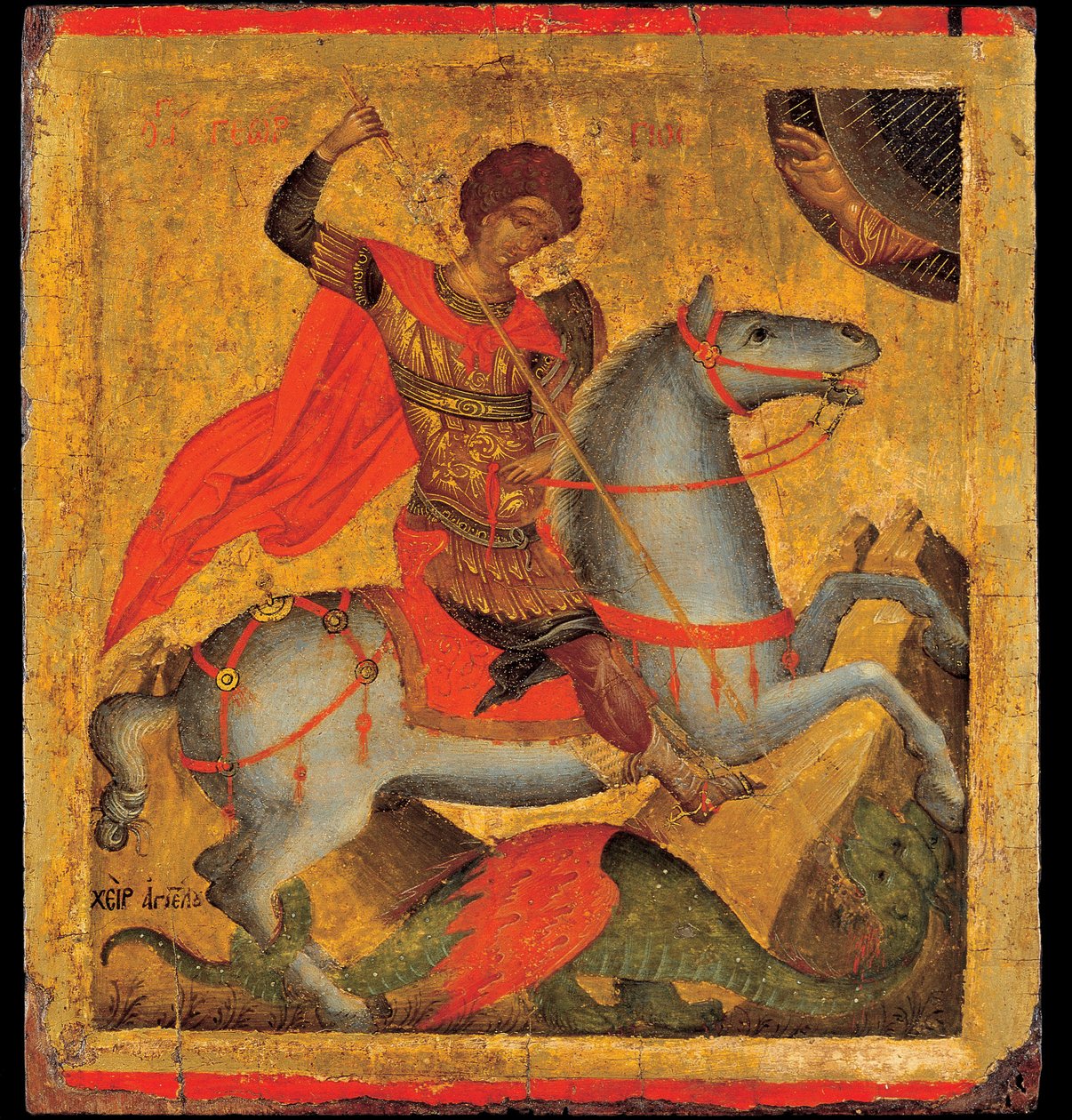 Akotandos, Angelos (aktiv ca. 1425-1460) Saint George and the Dragon Tempera på panel ca 1440-1460 Benaki Museum, Athen 40,8x37,5 av Angelos Akotantos