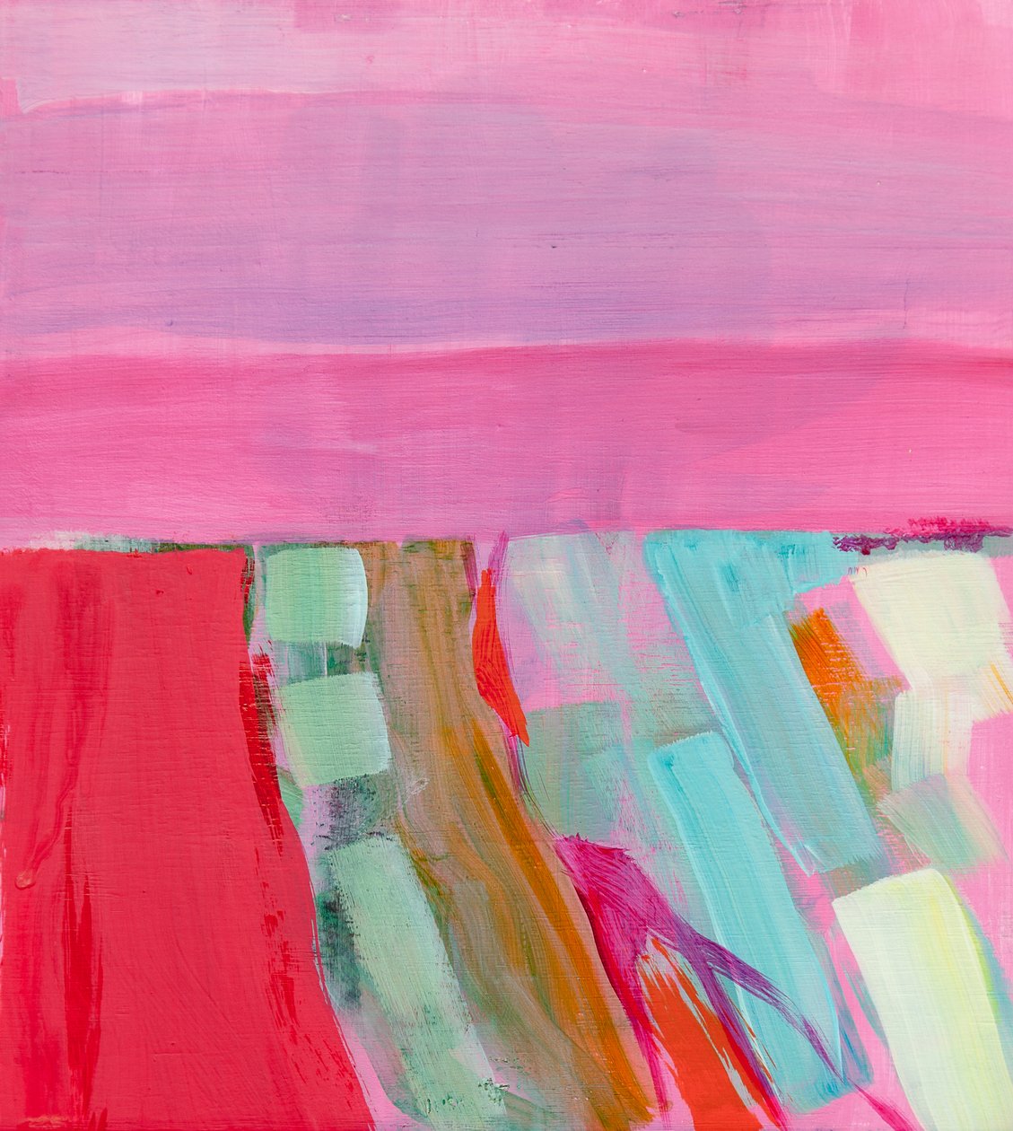 Summer Wheatfields (om kvelden), 2012, akryl på tre av Angie Kenber