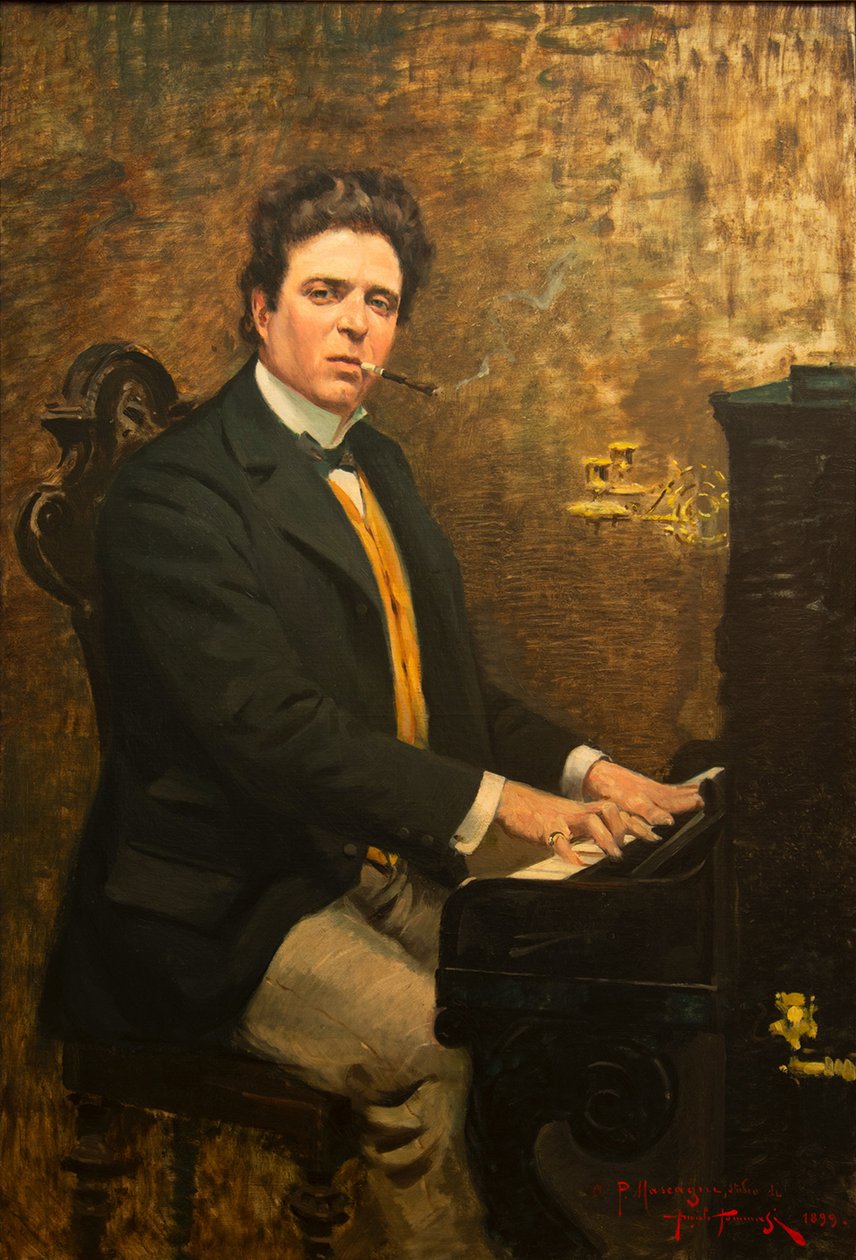 Portrett av komponisten Pietro Mascagni 1863-1945, 1899. av Angiolo Tommasi