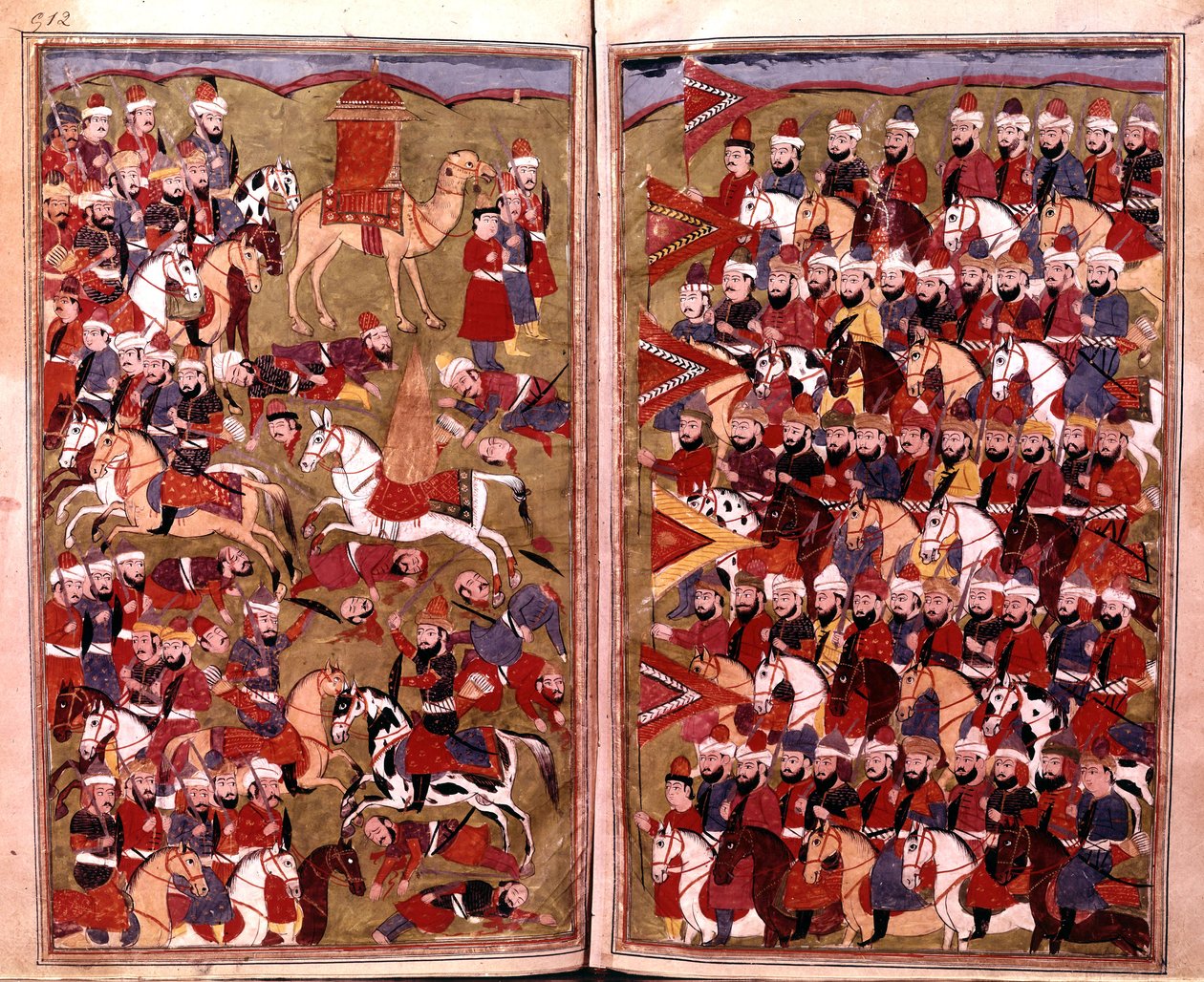 Army of Aicha i slaget ved Djamal i 656, illustrasjon fra Hamla-i-Haydari, av Mirza Muhammad Rafi Bazil, 1808 av Indian School
