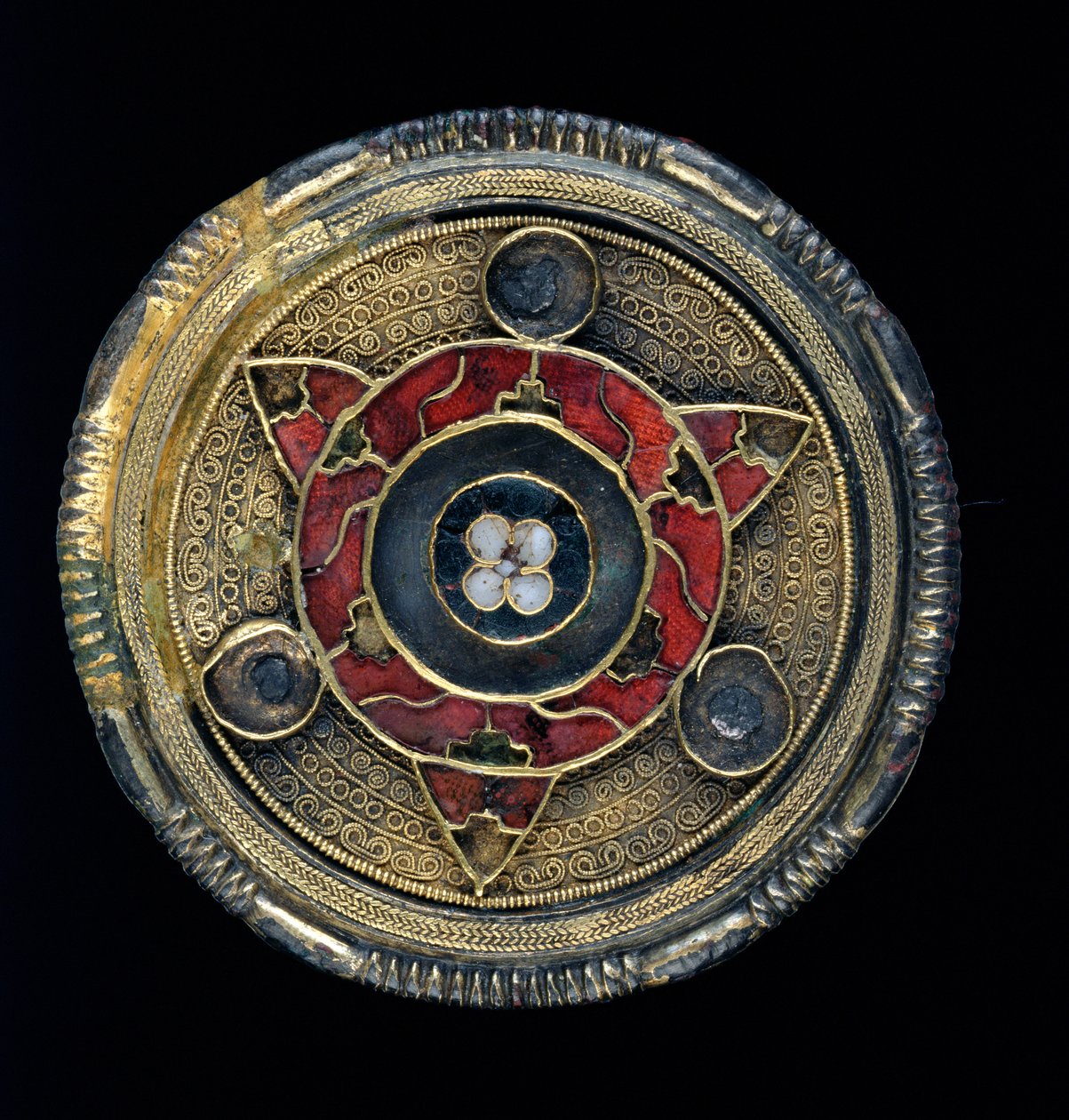 Smykkebrosje med skive, 6. århundre (gull, sølv og cloisonne-emalje) av Anglo Saxon
