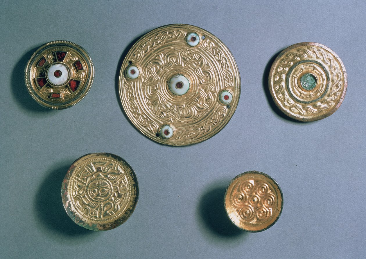 Anheng med juveler, angelsaksisk (gull, forgylt sølv og halvedelstener) av Anglo Saxon