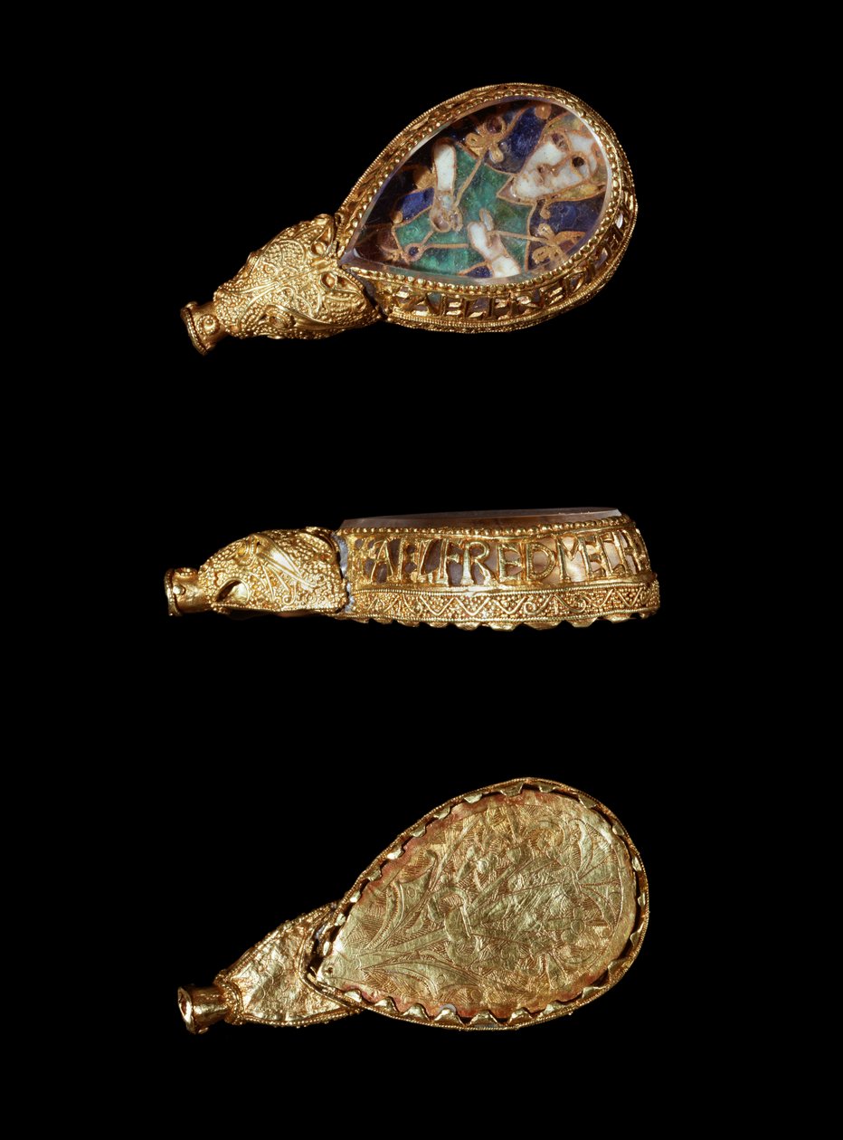 Alfred Jewel (gull, bergkrystall og emalje) av Anglo Saxon