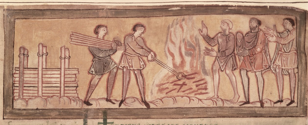 Cott Tib B V f.8 Oppvarming og smie, ca.1030 (vellum) av Anglo-Saxon