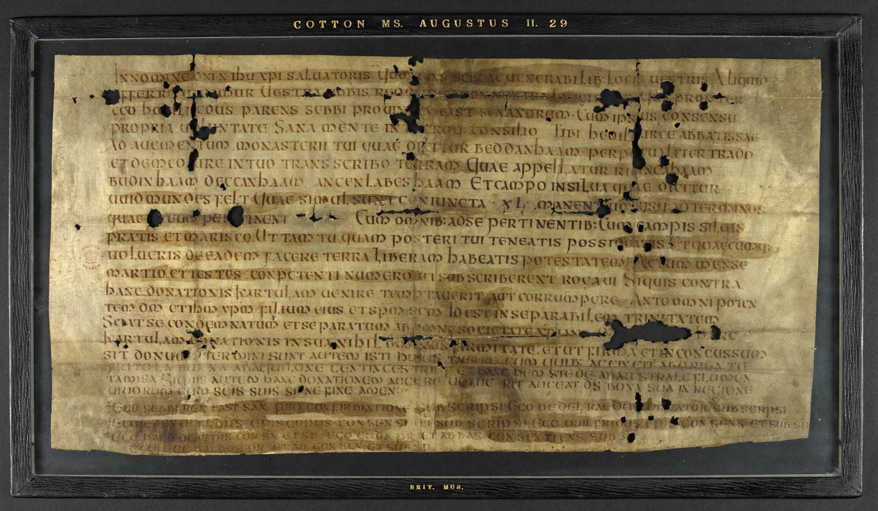Grant of Hodilredus (Æthelred), slektning av kong Sebbi av østsakserne (fl. 685-706), til Hedilburg (Æthelburg), abbedisse av Anglo Saxon Anglo Saxon