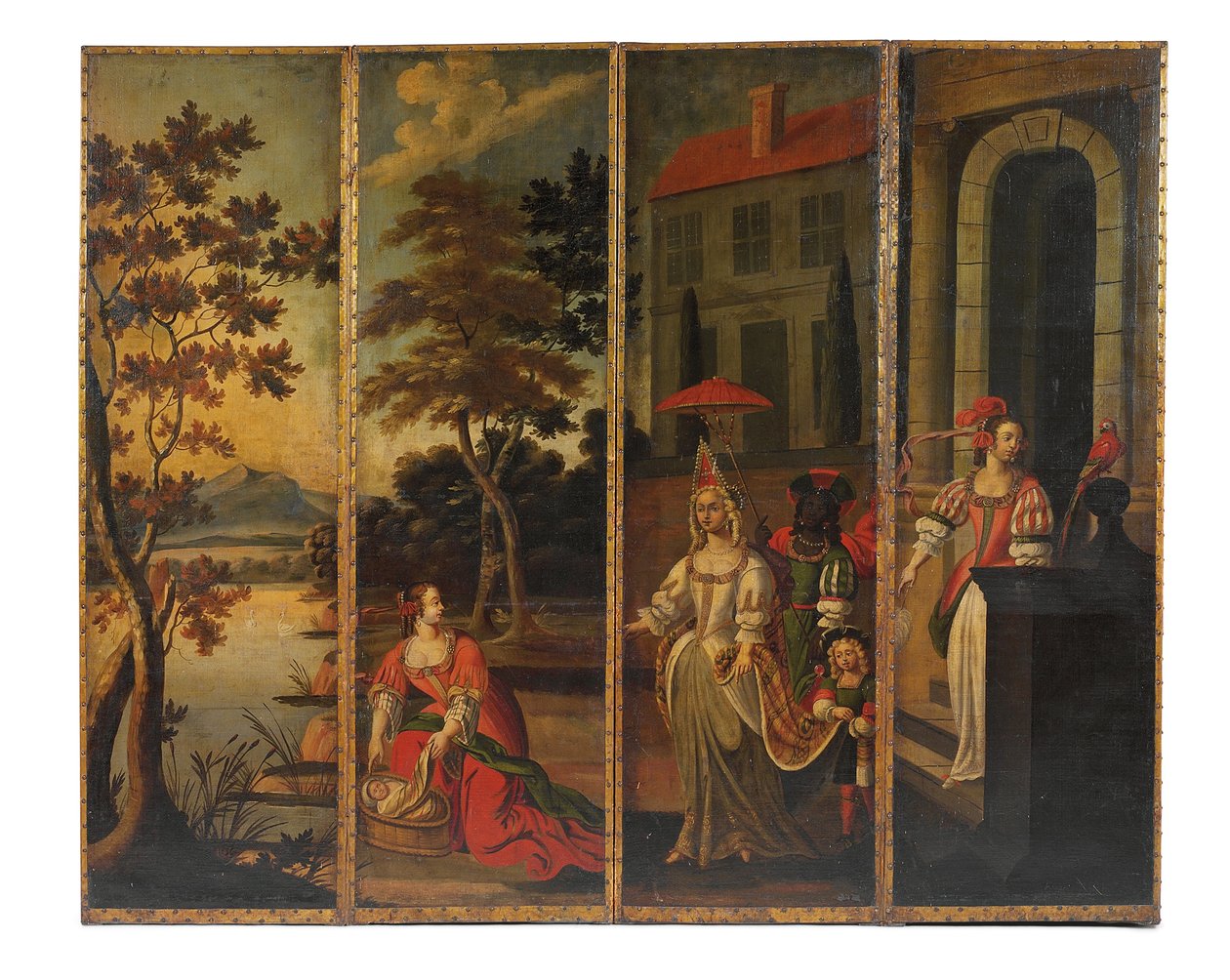 Firedelt dobbeltsidig skjerm, ca.1700 av Anglo Flemish School