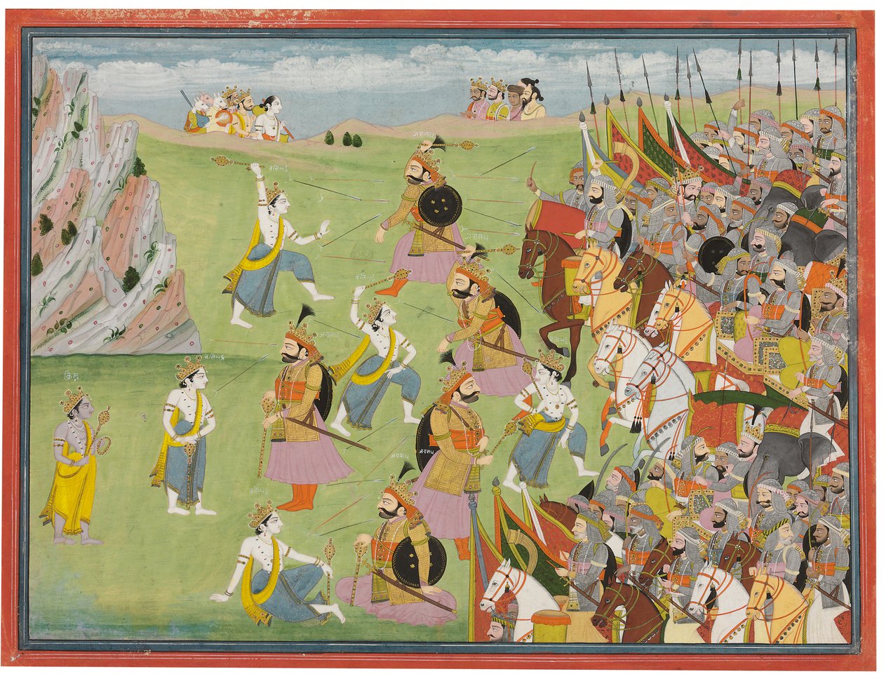Et maleri fra Mahabharata: Balabhadra kjemper mot Jarasandha, Kangra og Garhwal, ca. 1810-20 av Anglo Indian School