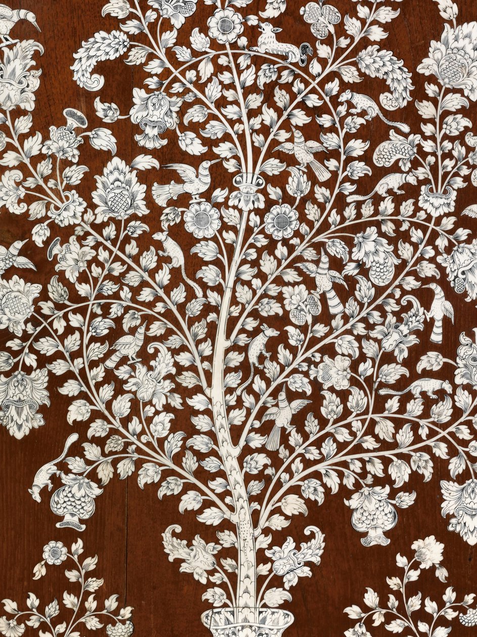 Bureau-kabinett, Vizagapatam, ca. 1720-30 (elfenben, teak, ibenholt og skilpaddeskall) av Anglo Indian School