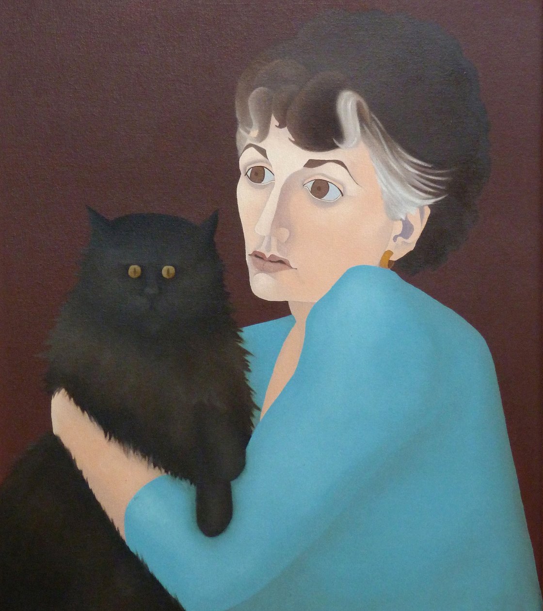 Kvinne med en katt, 1982 av Anna Phillips
