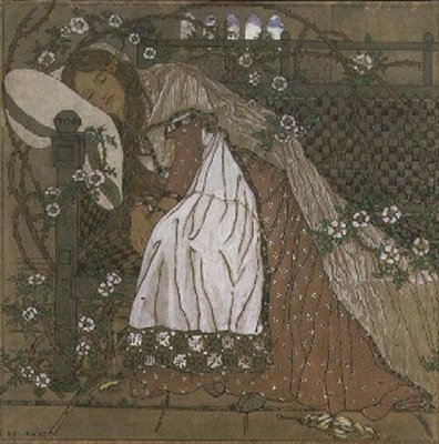 Illustrasjon til Tornerose av Charles Perrault (1628-1703) av Ann MacBeth