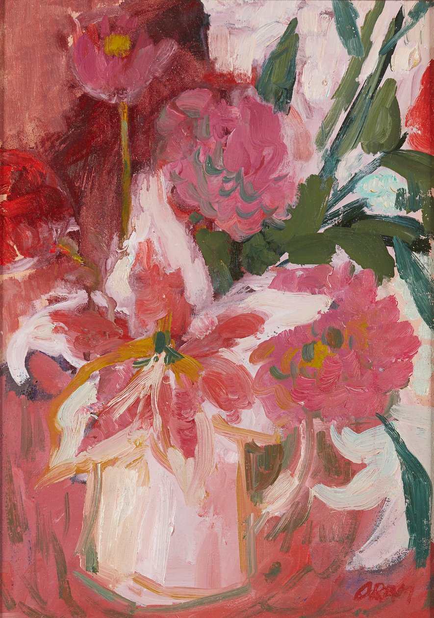 Pink Still-Life (olje om bord) av Ann Oram