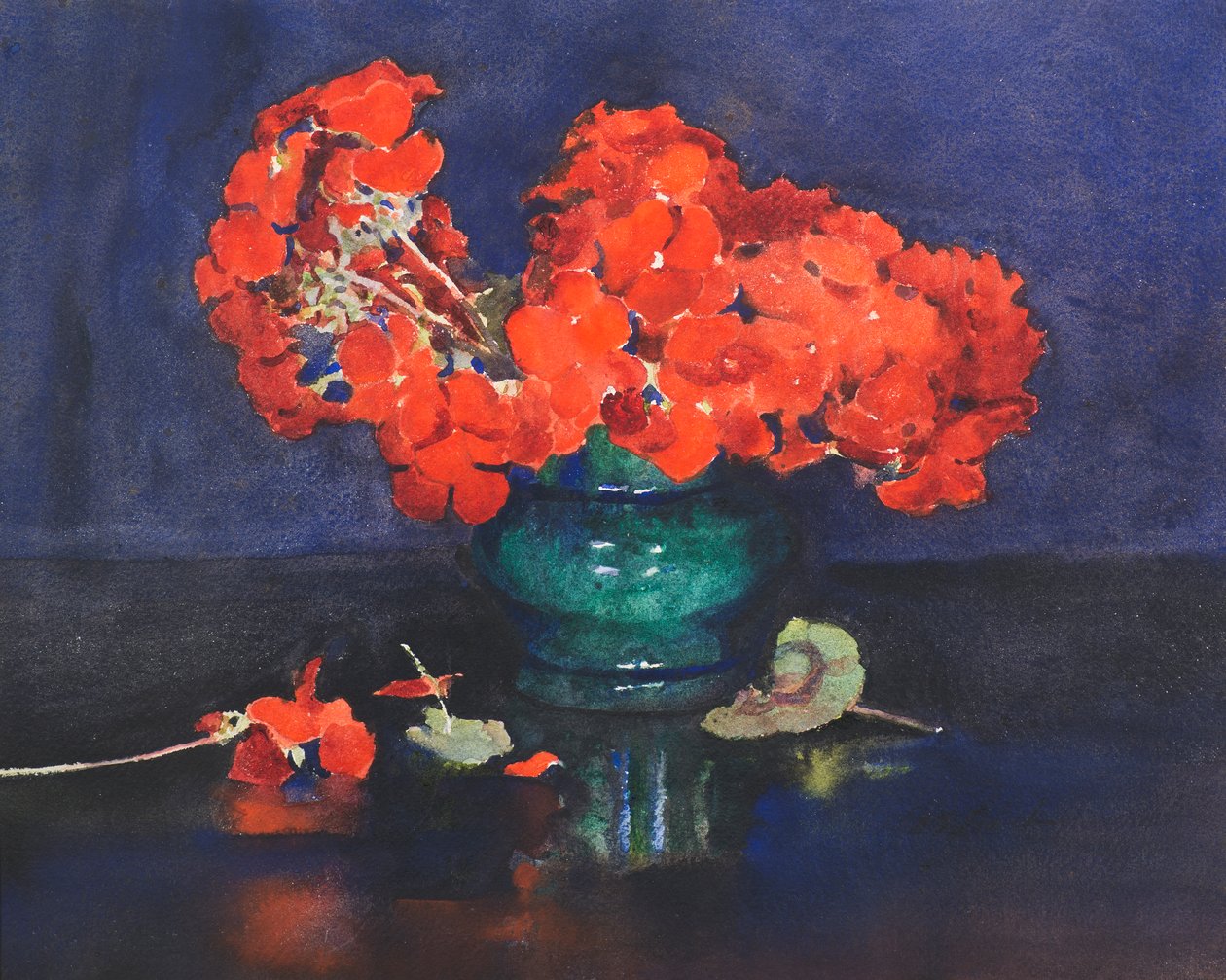 Geranier (akvarell) av Ann Spence Black