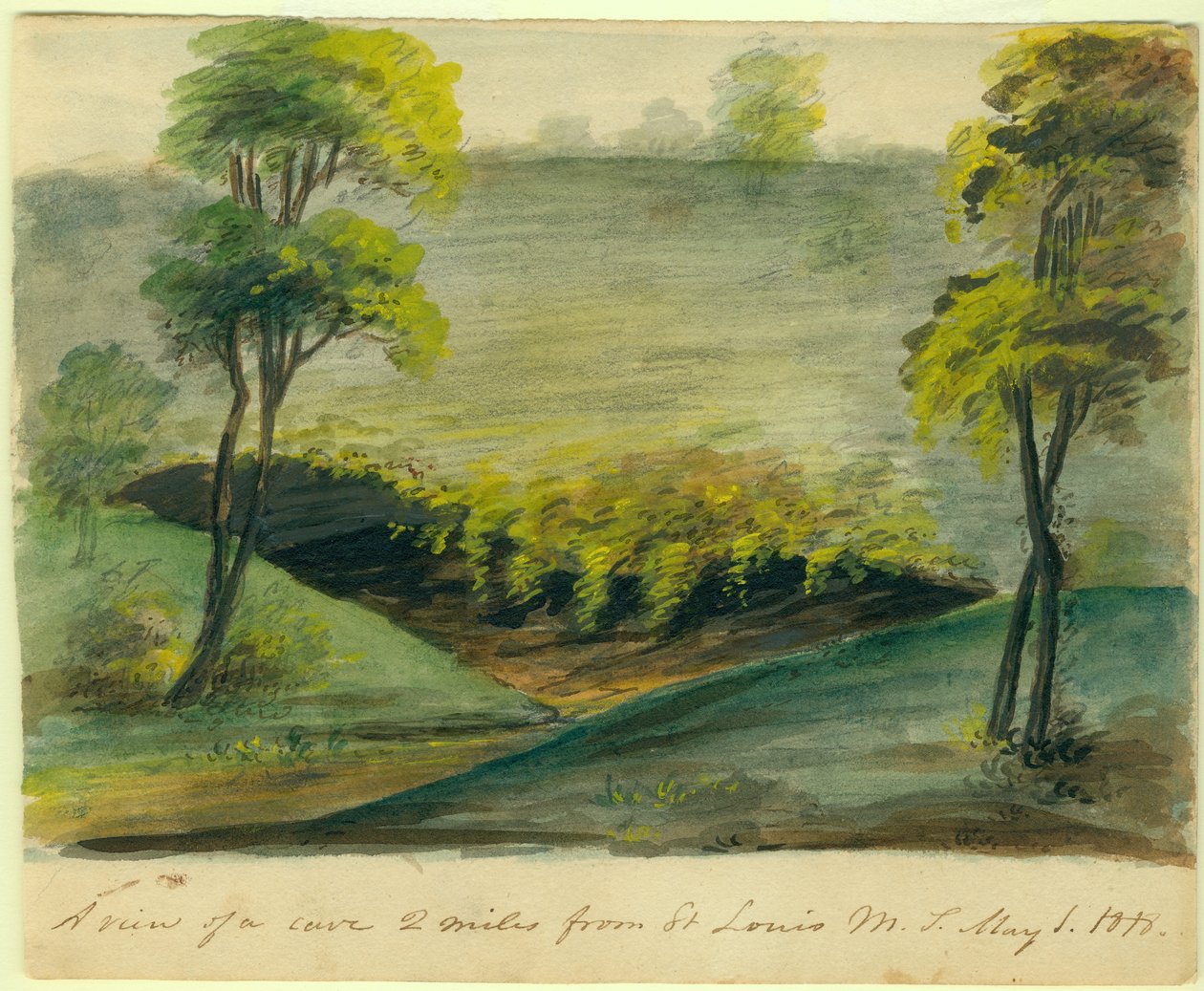 A View of a Cave, 2 Miles from St. Louis, Missouri Territory av Anna Maria von Phul