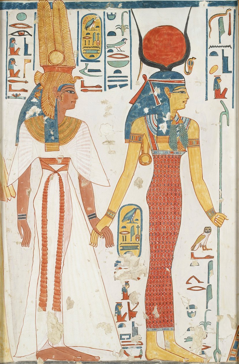 Kopi av veggmaleri fra dronningens grav 66 av Nefertari, Theben, 1900-tallet av Anna