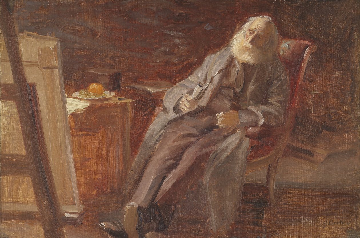 Maleren Vilhelm Kyhn røyker pipa av Anna Ancher
