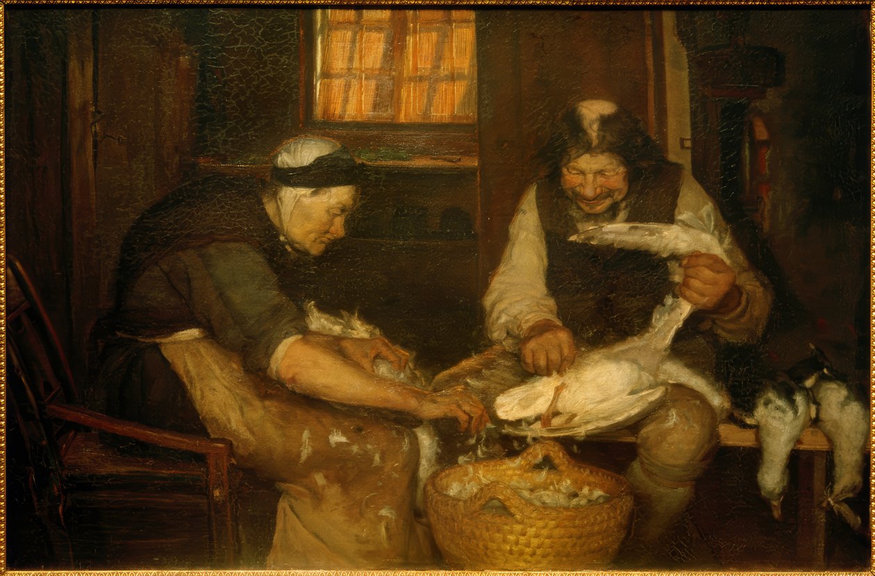 To gamle mennesker plukker måker. Lars Gaihede og gamle Lene av Anna Ancher