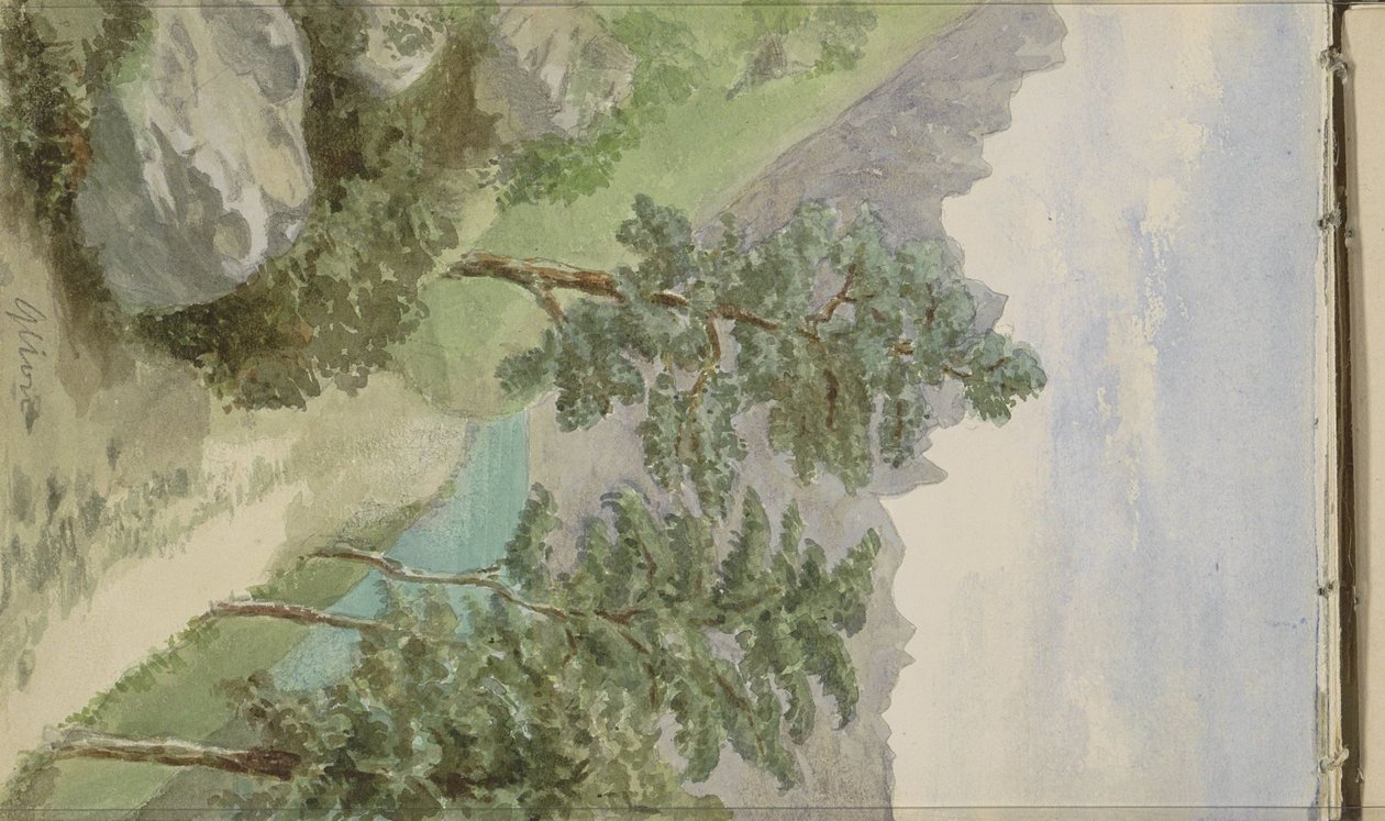 Fjelllandskap med vann ved Glion av Anna Catharina Maria van Eeghen (possibly)