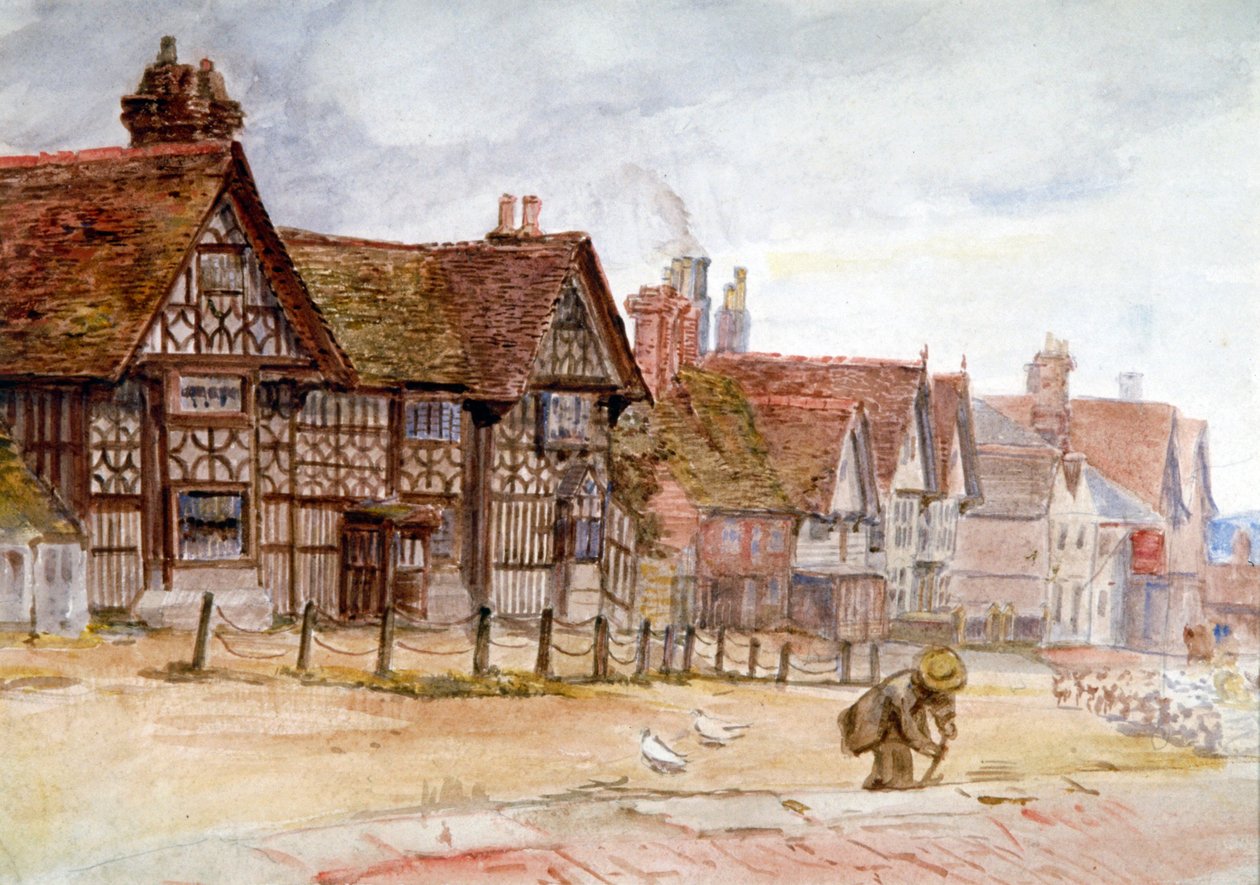 'Village Street with Tudor Houses', c1864-1930 av Anna Lea Merritt