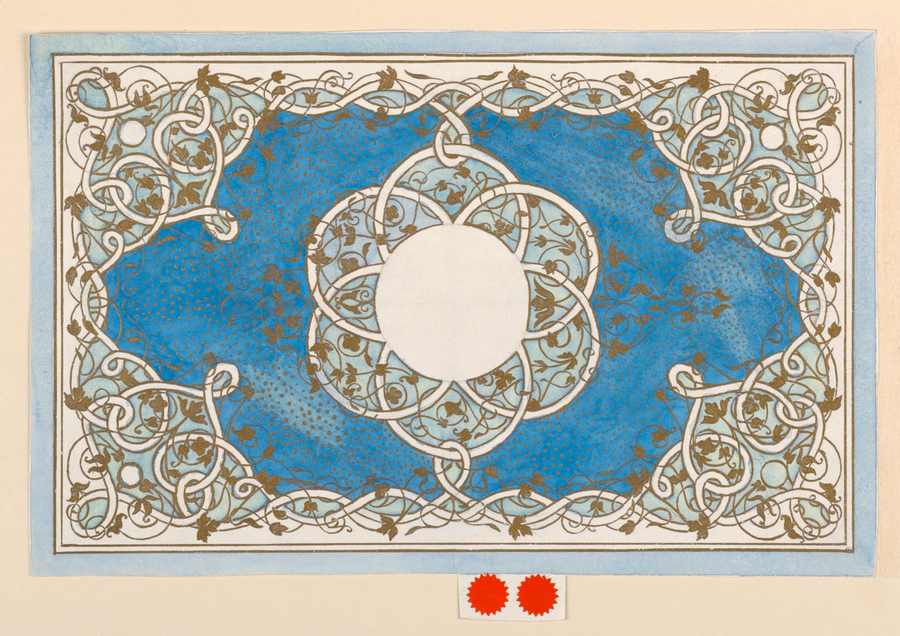 Tegning, design for et boksomslag, ca 1894 av Anna M. de Pool